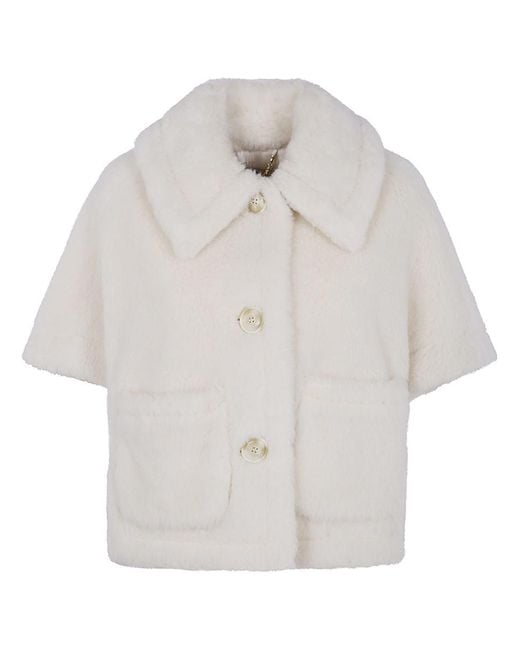 Max Mara White Lapel Wool Cape