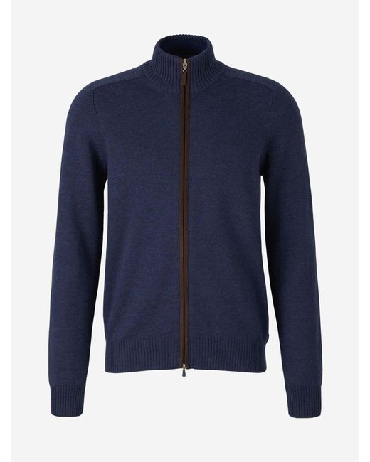 Gran Sasso Blue Wool Knitted Cardigan for men
