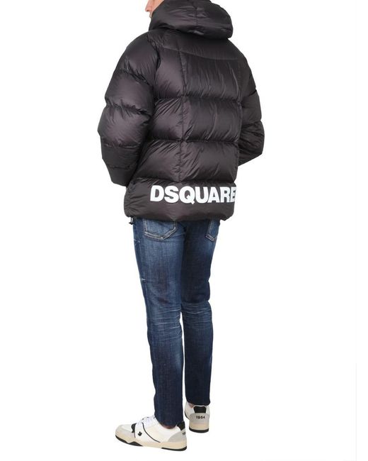 DSquared² Black Quilted Down Jacket for men