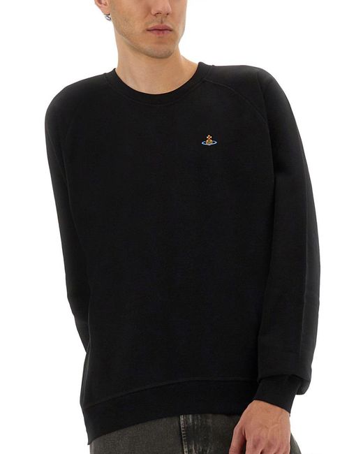 Vivienne Westwood Black Raglan Sleeve Sweatshirt With Embroidered Detail for men