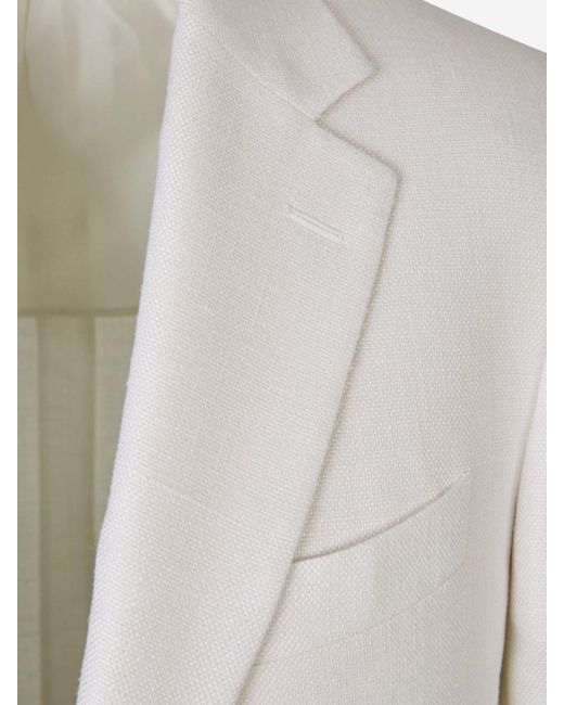 Canali White Textured Silk Blazer for men