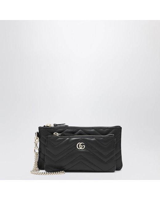 Gucci Black Small Gg Marmont Pouch With Chain
