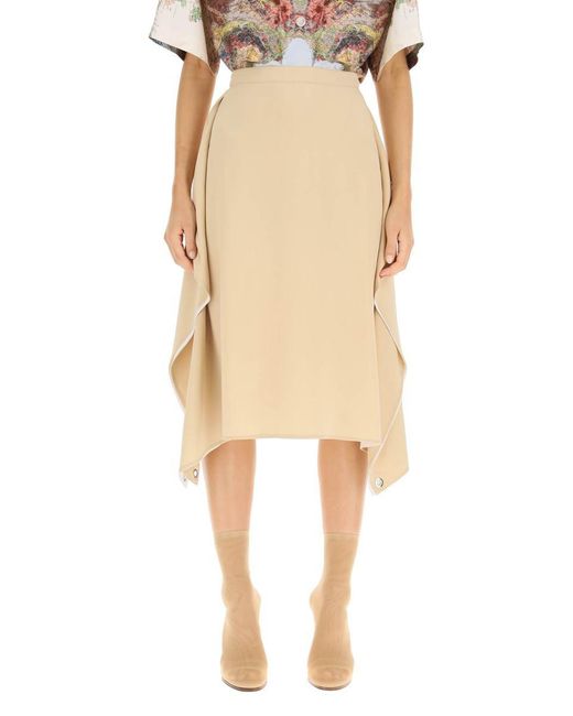 Burberry Natural 'thea' Silk Midi Skirt