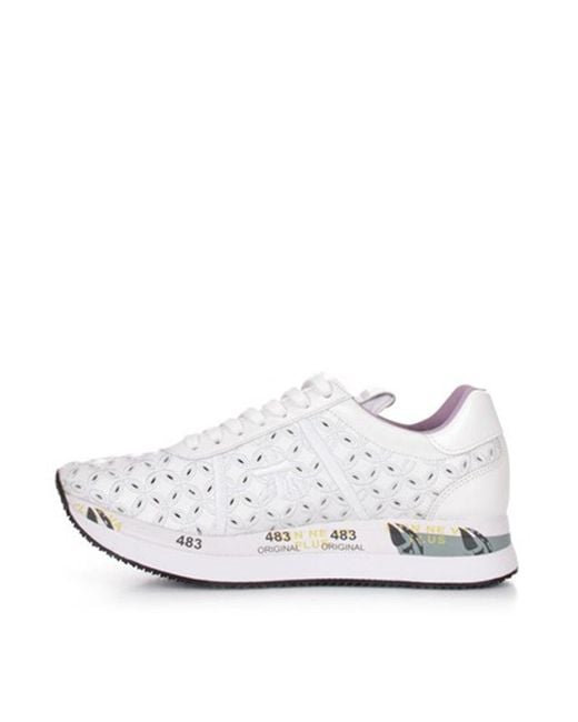 Premiata White Conny Broderie-Anglaise Sneakers