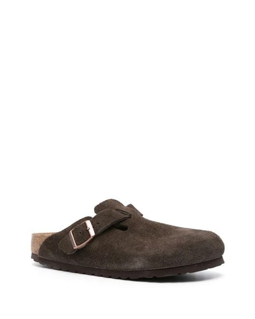 Birkenstock Brown Boston Suede Mule Shoes