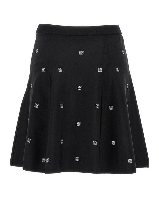 Givenchy Black All Over Logo Skirt