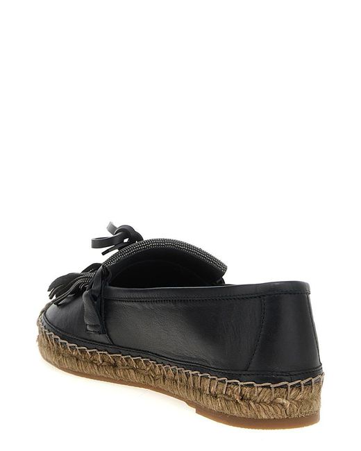Brunello Cucinelli Black Ramile Fringed Espadrilles