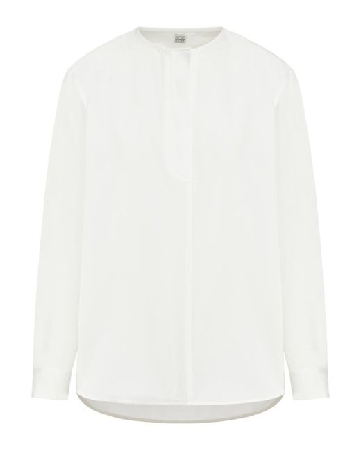 Totême  White Collarless Cotton Shirt