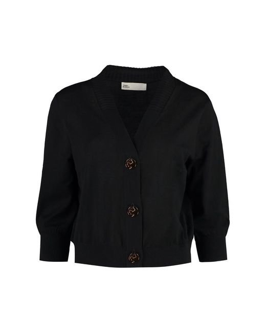 Tory Burch Black Cropped-length Knitted Cardigan