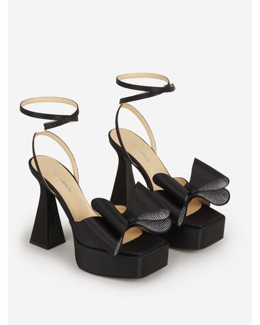 Mach & Mach Black Double Bow Platform Sandals