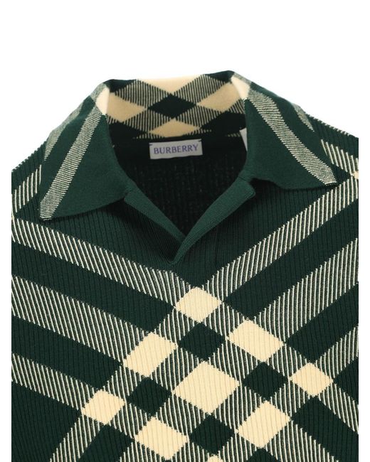 Burberry Merino Knitted Polo Shirt in Green for Men Lyst UK