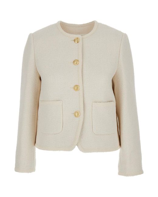 DUNST White Classic Boucle Tweed Jacket