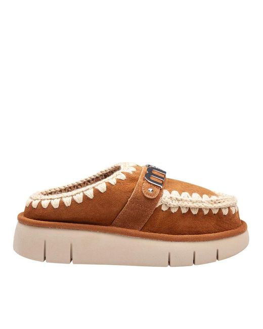 Mou Brown Bounce Double-Face Sheepskin Clog