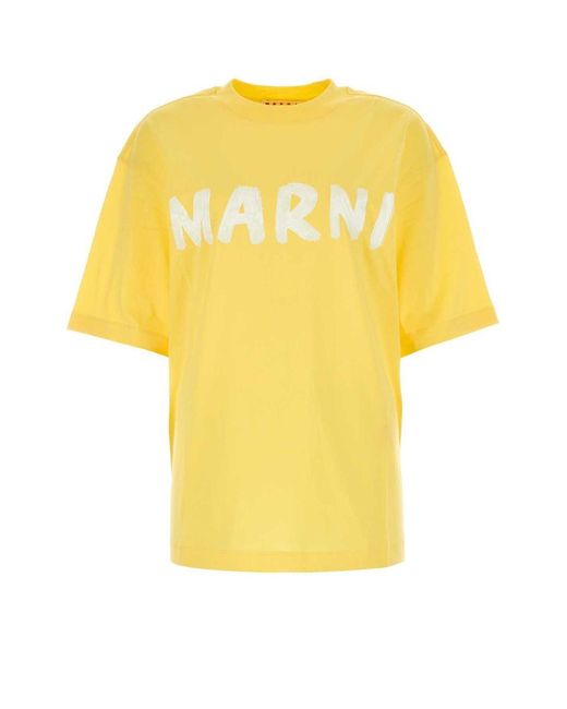 Marni Yellow T-shirt With Maxi Logo Print