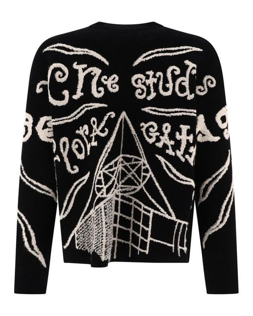 Acne Black Embroidered Sweater for men