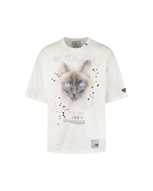 Maison Mihara Yasuhiro White 'Cat' Studded T-Shirt for men