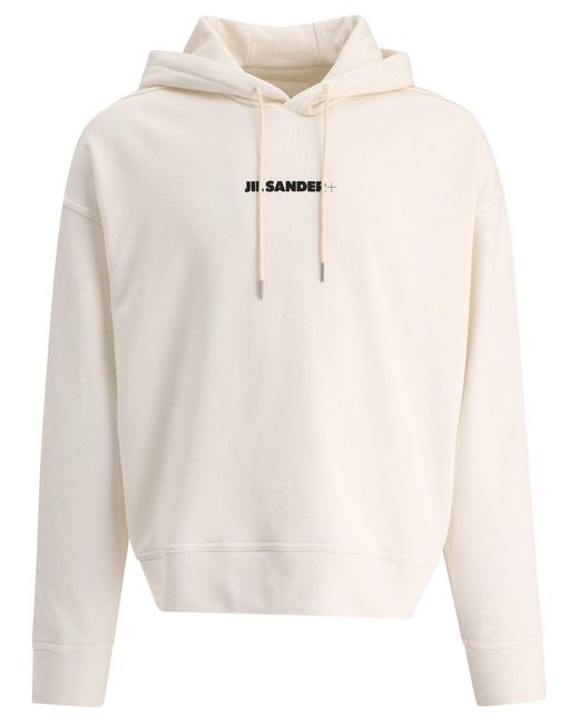 Mens Clothing Activewear gym and workout clothes Hoodies Jil Sander Logo Print Hoodie in White for Men 