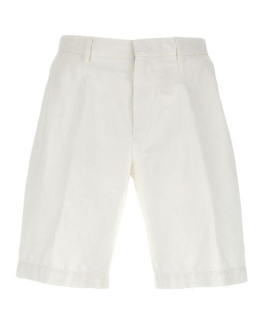 Zegna White Bermuda Shorts With Front Pleats for men