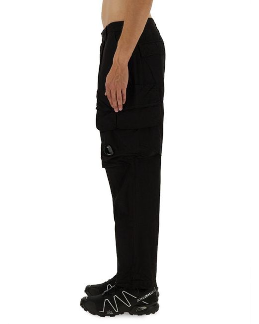 C P Company Black Relaxed Fit Cargo Pants for men