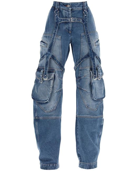 Off-White c/o Virgil Abloh Blue Off- Cargo Jeans With Harness Details