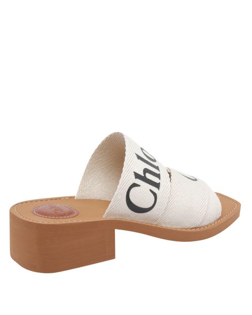 Chloé White Woody Pump Sandals