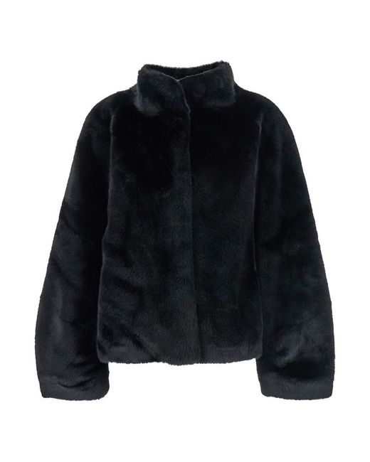 Plain Black Fake Mink Fur Jacket