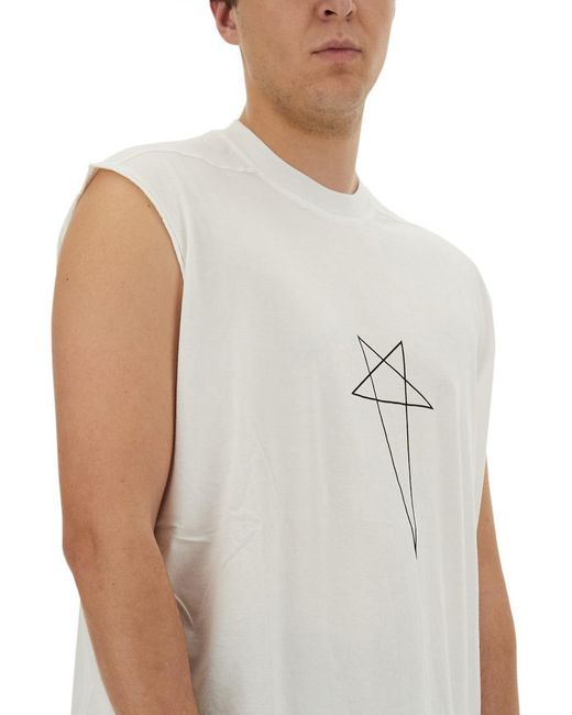 Rick Owens White Cotton T-Shirt for men