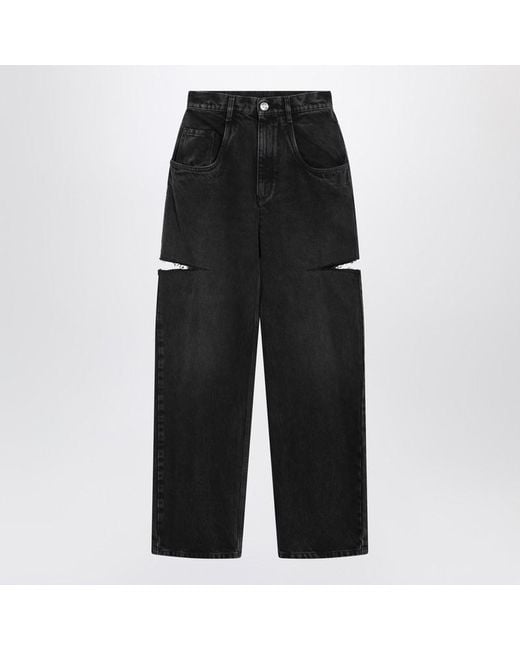 Maison Margiela Black Washed Jeans With Side Rips