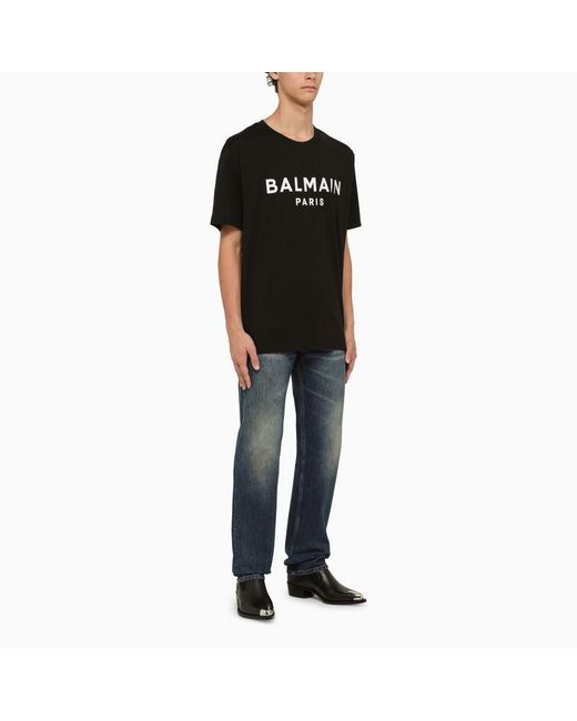 Balmain Black Crew-Neck T-Shirt With Logo for men
