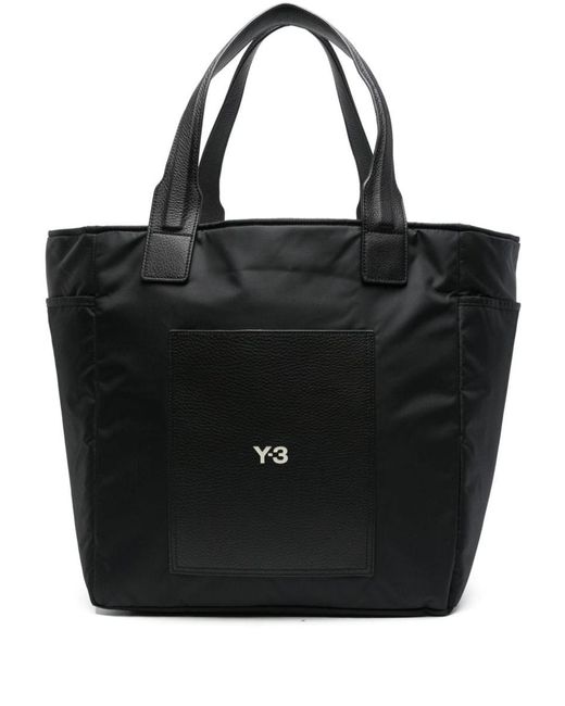 Y-3 Black Logo Tote Bag for men