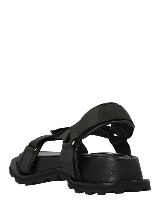 Jil Sander Black Hiking Platform Sandals With Touch Strap