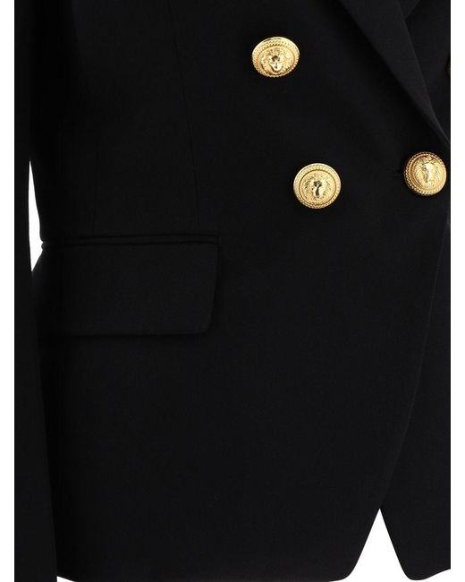 Balmain Black Double-Breasted Virgin Wool Jacket