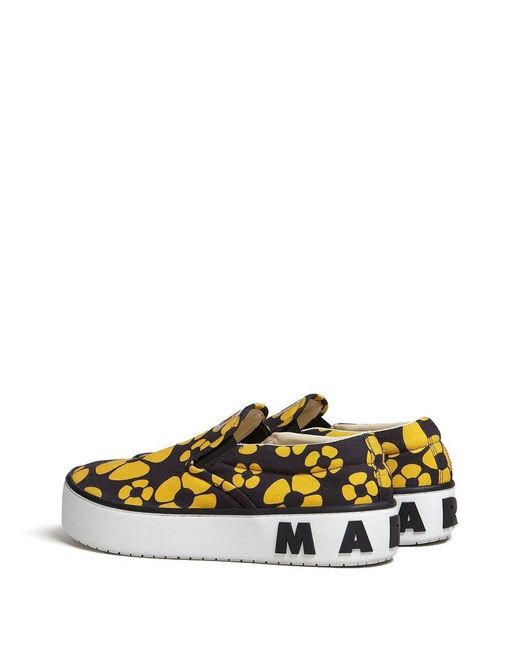 Marni Yellow Floral Print Slip On for men