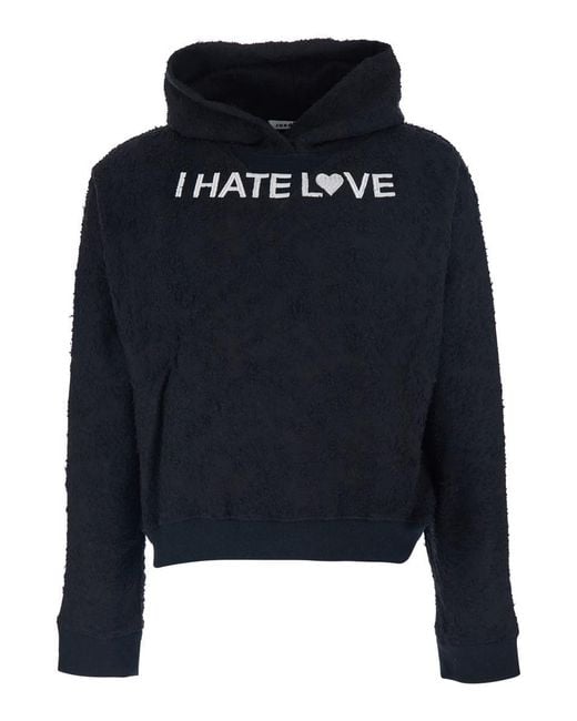 JORDANLUCA Blue Hoodie With Fixed Hood And Print On The Front for men