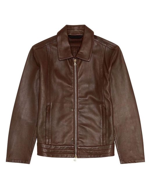 DIESEL Brown Shirt Jacket In Supple Leather for men