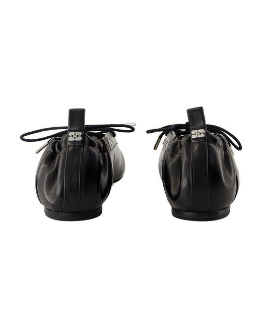 Ganni Black Ballerinas Eyelets