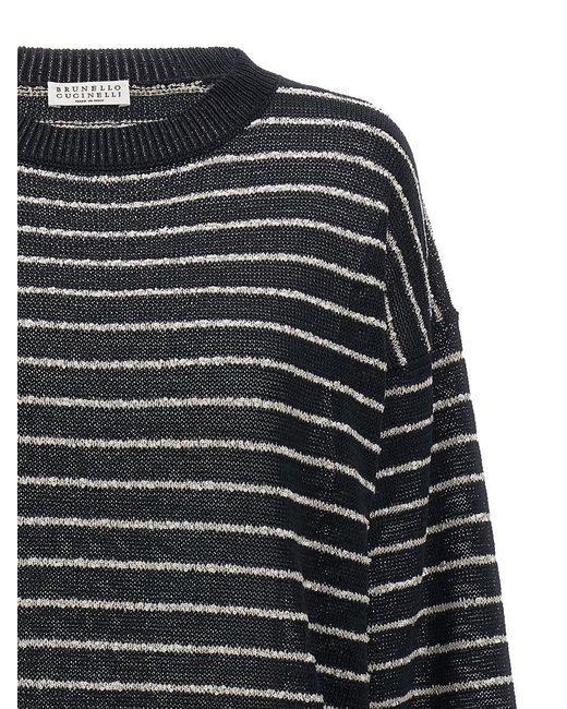 Brunello Cucinelli Black Sequin Striped Sweater Sweater, Cardigans