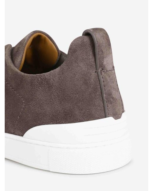 Zegna Brown Triple Stitch Shoes for men