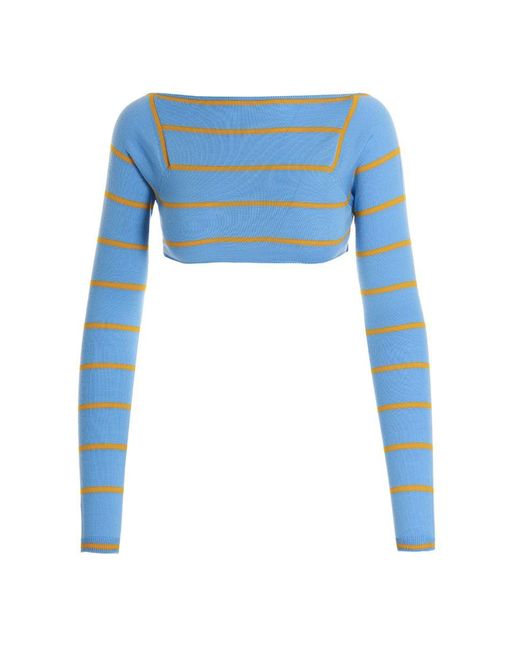 Emilio Pucci Blue Cut-Out Cropped Sweater