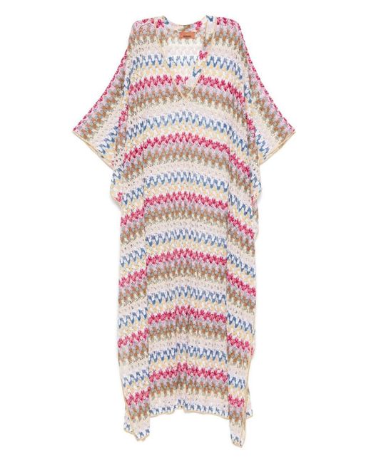 Missoni White Zig Zag Print Long Kaftan