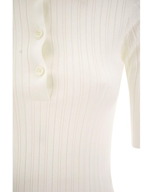 Fabiana Filippi White Silk And Cotton Blend Polo Shirt