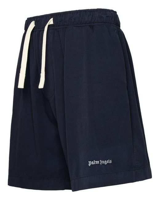 Palm Angels Blue Cotton Bermuda Shorts for men