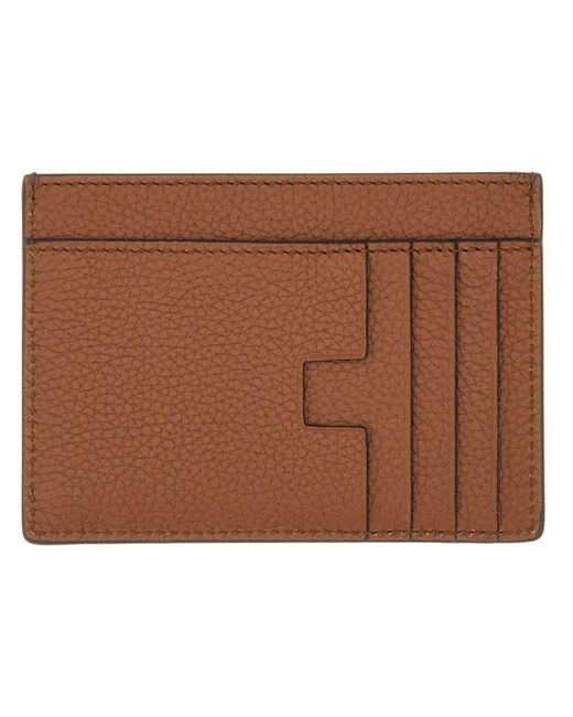 Tom Ford Brown Leather Card Holder for men