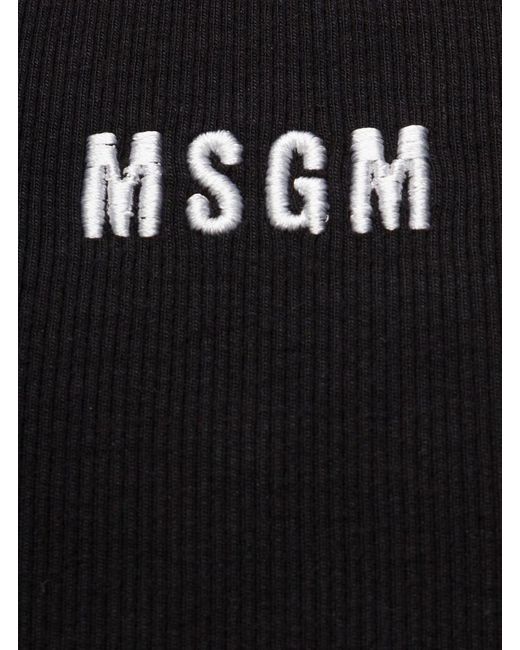 MSGM Black Ribbed Tank Top With Cut-Out Detailing