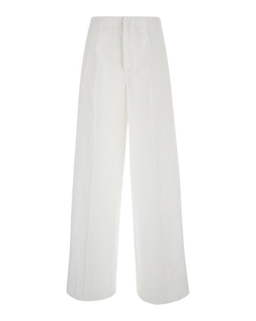 Forte Forte White Wide Palazzo Pants With Elastic Waistband