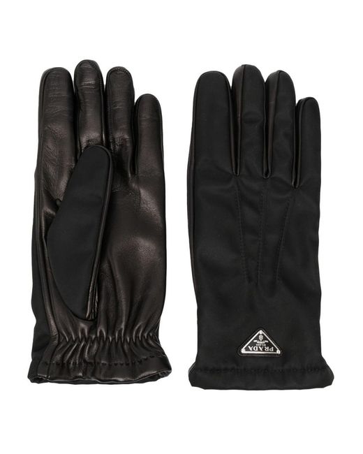 Prada Black Fabric And Tassel Gloves Accessories for men