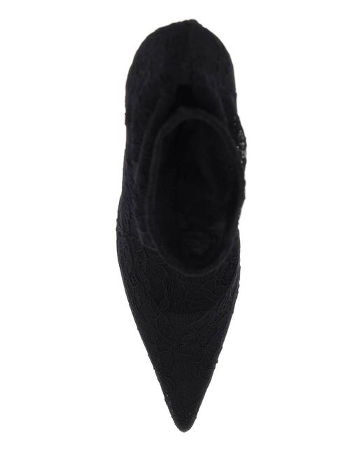 Dolce & Gabbana Black Cordonetto Lace Ankle Boots