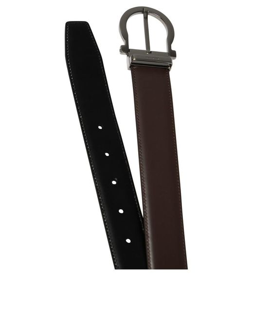 Ferragamo Brown "Gancini" Reversible And Adjustable Belt for men