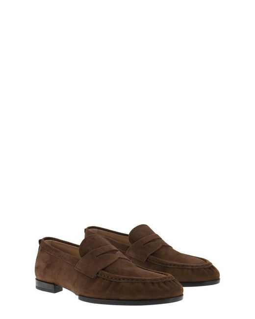 Tod's Brown Suede Leather Moccasin for men