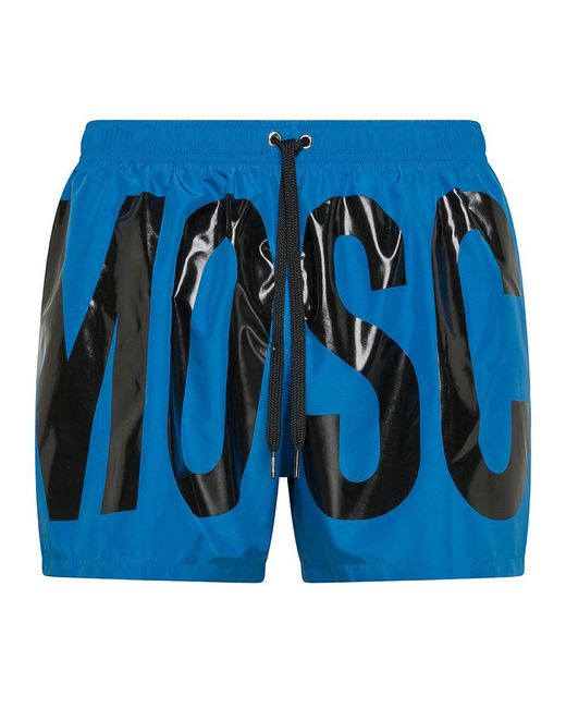 Moschino Blue Swimwear With Printed Logo And Elasticated Waist for men